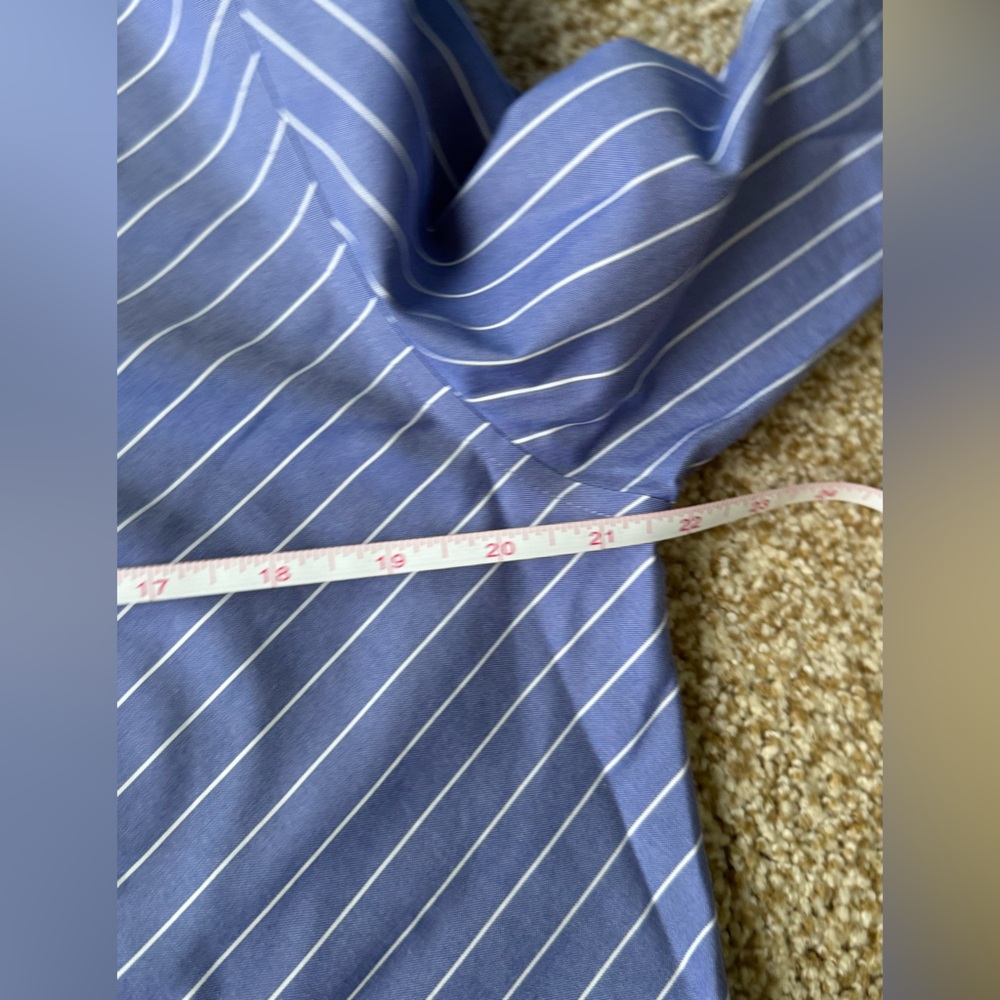 Chico’s Shirts No Iron All Season Coolmax Striped Blue White cotton Size 2 New - Picture 9 of 12